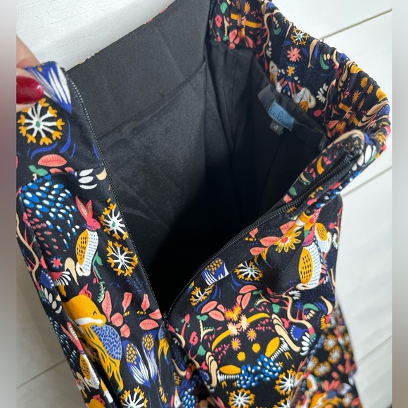 Anthropologie Eva Franco Fox Hare Wilderness Whimsey Animal Skirt Size 4 - Picture 5 of 6